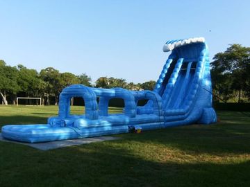 ডাবল নীল পিছনের দিকের উঠোন Inflatable জল স্লাইড, দীর্ঘ স্লিপ এন স্লাইড জল স্লাইড