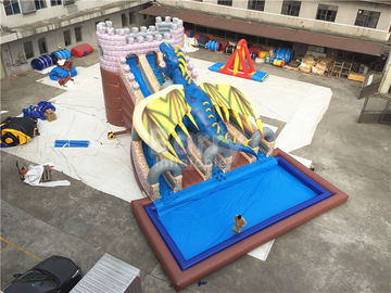 শিল্পকৌশল বাণিজ্যিক গ্রেড ড্রাগন বিগ Inflatable জল স্লাইড 15 * 11 * 8 মি নিজস্ব